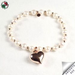 Bracciale in perle di fiume con cuore