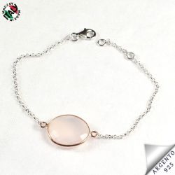 Bracciale con pietra quarzo rosa